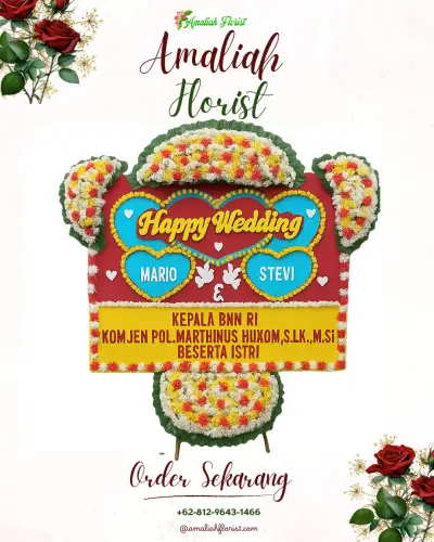 Karangan Papan Bunga Pernikahan di Sampoddo